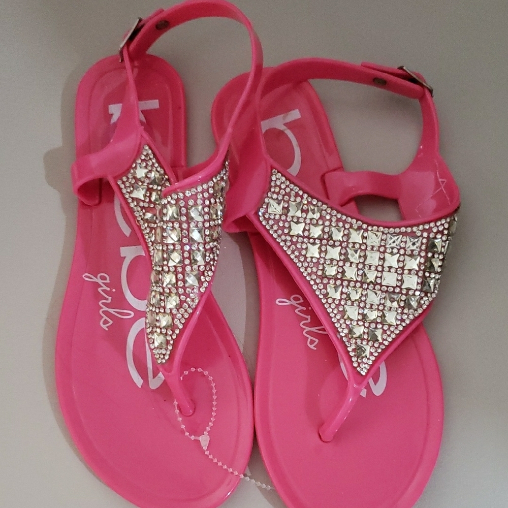 Bebe Girls Pink Sandals with Rhinestone Detail